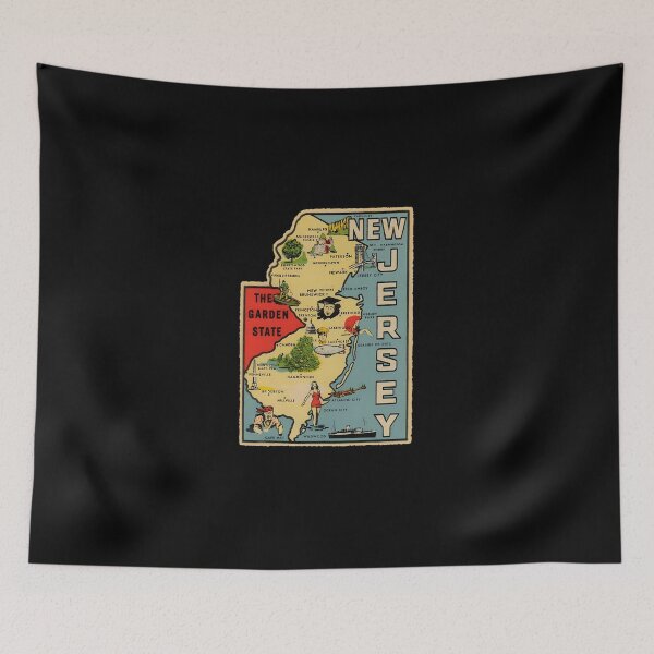 Item preview, Vintage New Jersey Map designed and sold by carbinzubaudr.
