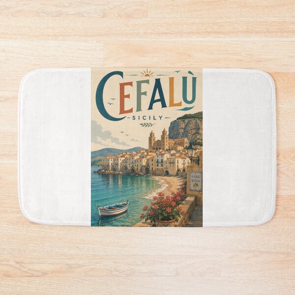 Item preview, Cefalù Sicily Cathedral Waterfront beneath La Rocca designed and sold by Places On Earth.