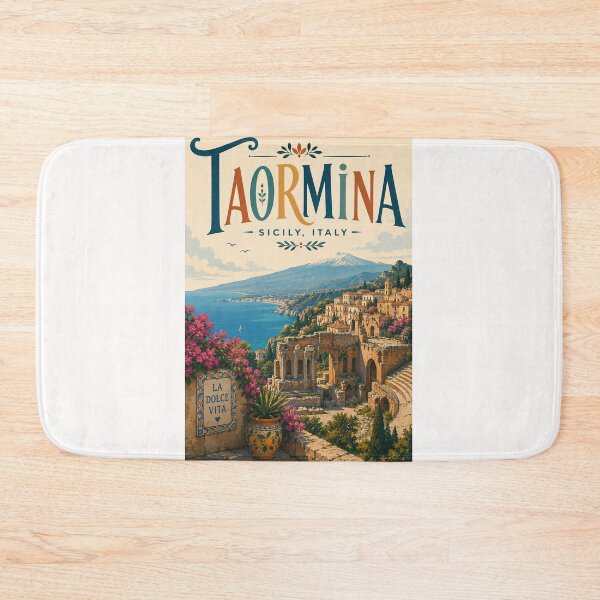 Item preview, Taormina Sicily with Ancient Greek Theatre and Mount Etna designed and sold by Places On Earth.