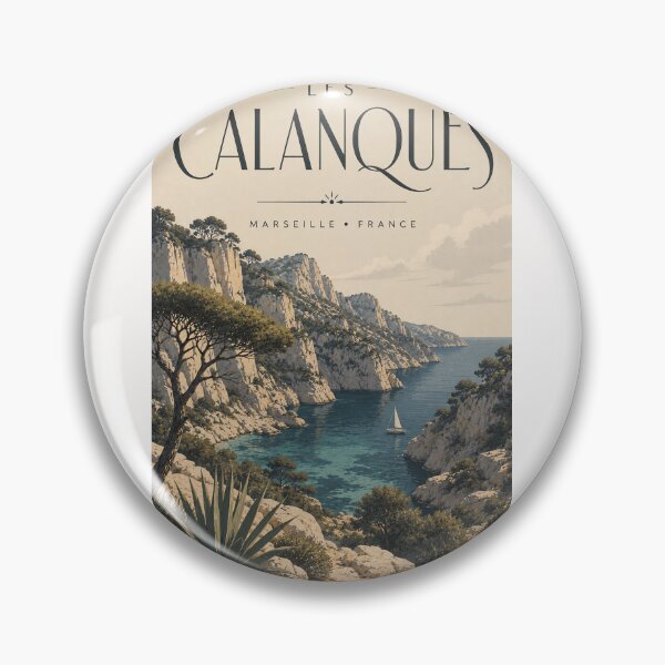 Item preview, Les Calanques Marseille France with Mediterranean Limestone Cliffs designed and sold by Places On Earth.