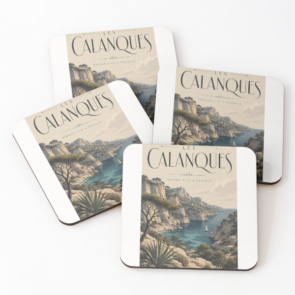 Item preview, Les Calanques Marseille France with Mediterranean Limestone Cliffs designed and sold by Places On Earth.