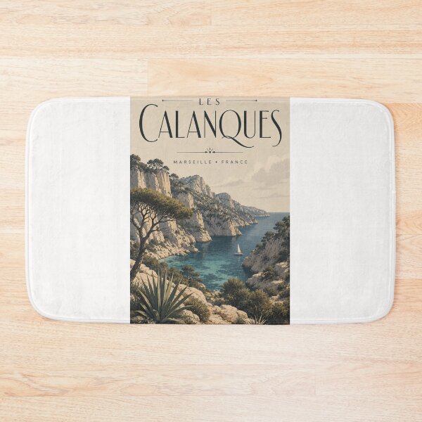 Item preview, Les Calanques Marseille France with Mediterranean Limestone Cliffs designed and sold by Places On Earth.