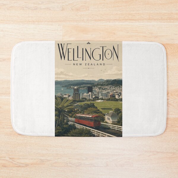 Item preview, Wellington New Zealand Cable Car above Harbour Cityscape designed and sold by Places On Earth.