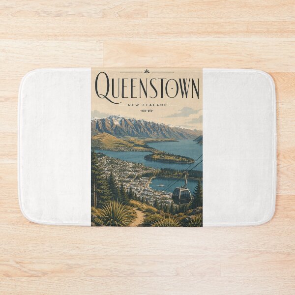 Item preview, Queenstown New Zealand Skyline with Lake Wakatipu and Remarkables Gondola designed and sold by Places On Earth.