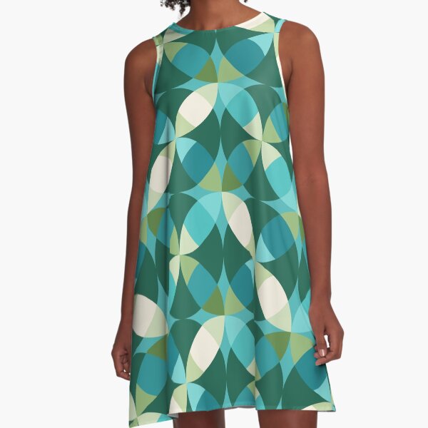 Item preview, Mid Century Modern Circle Lock Print 3 - Green Turquoise Teal designed and sold by Elsy's Art.