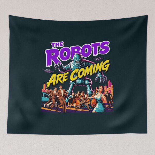 Item preview, The Robots Are Coming Retro Poster designed and sold by KorraKreations.