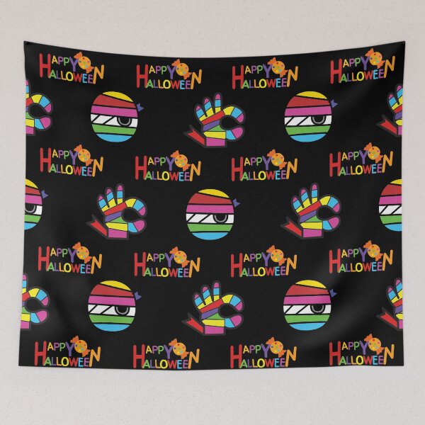 Item preview, Colorful Happy Halloween cute mummy seamless pattern on black background designed and sold by PowerAntShop.