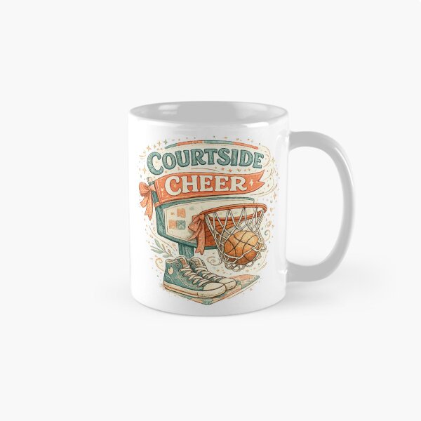 Item preview, Courtside Cheer Basketball Hoop Sneakers Retro Sports Art Design Print designed and sold by inkoutninja.