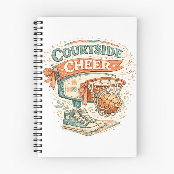 Item preview, Courtside Cheer Basketball Hoop Sneakers Retro Sports Art Design Print designed and sold by inkoutninja.