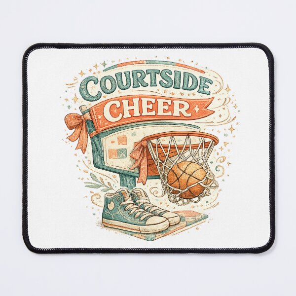 Item preview, Courtside Cheer Basketball Hoop Sneakers Retro Sports Art Design Print designed and sold by inkoutninja.