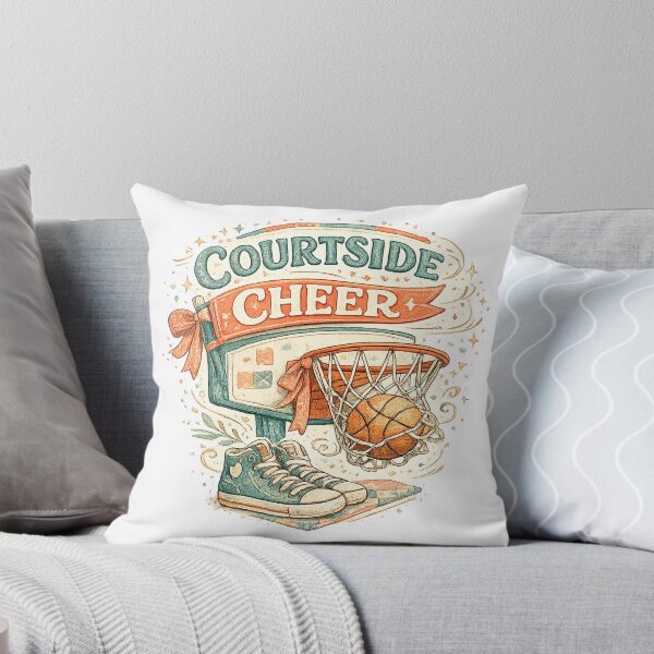 Item preview, Courtside Cheer Basketball Hoop Sneakers Retro Sports Art Design Print designed and sold by inkoutninja.