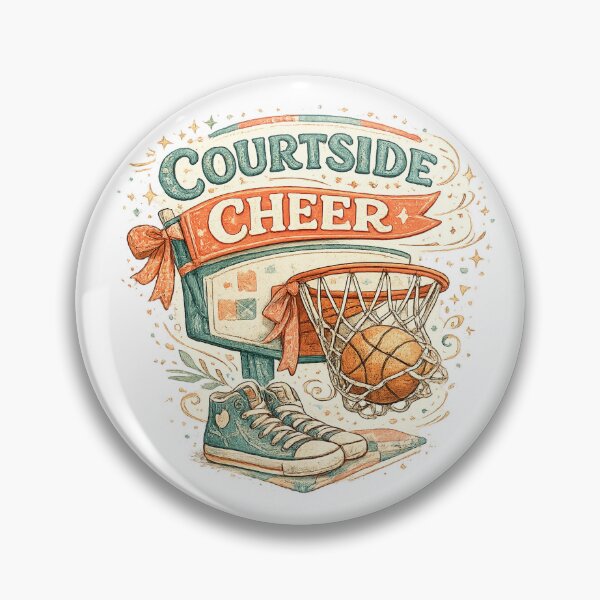Item preview, Courtside Cheer Basketball Hoop Sneakers Retro Sports Art Design Print designed and sold by inkoutninja.