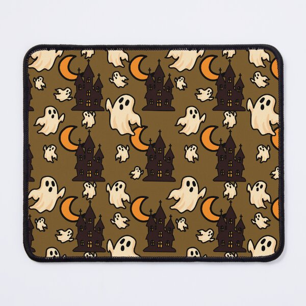 Item preview, Spooky Halloween ghost and haunted castle seamless pattern background designed and sold by PowerAntShop.