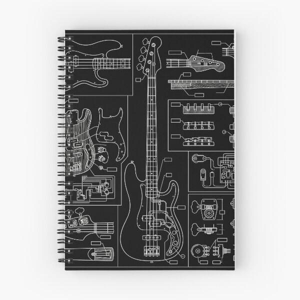 Item preview, Bass Guitar Technical Blueprint Schematic Art designed and sold by AZABSTORE.