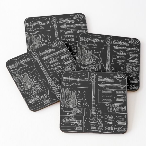 Item preview, Bass Guitar Technical Blueprint Schematic Art designed and sold by AZABSTORE.