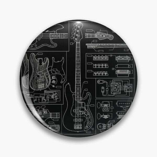 Item preview, Bass Guitar Technical Blueprint Schematic Art designed and sold by AZABSTORE.