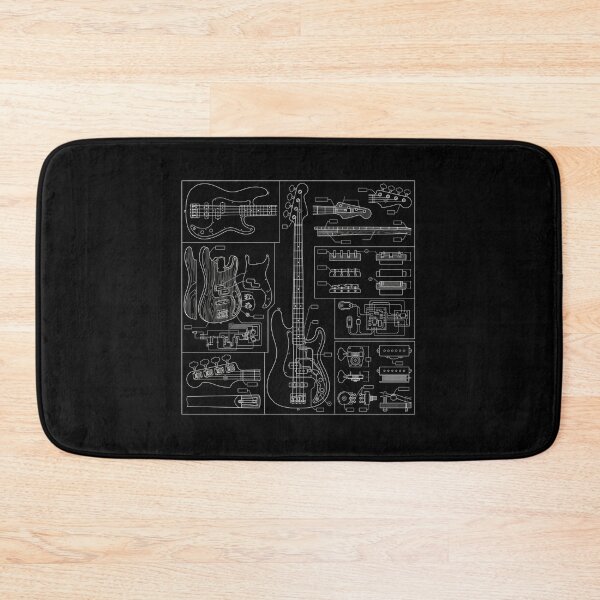 Item preview, Bass Guitar Technical Blueprint Schematic Art designed and sold by AZABSTORE.