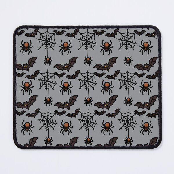 Item preview, Halloween seamless pattern with bats spiders and spiderwebs on grey designed and sold by PowerAntShop.