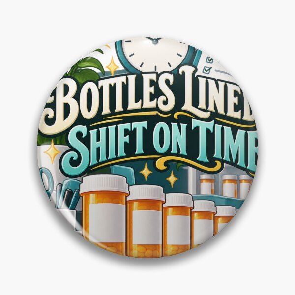 Item preview, Bottles Lined Shift On Time Pharmacy Technician designed and sold by supertae.