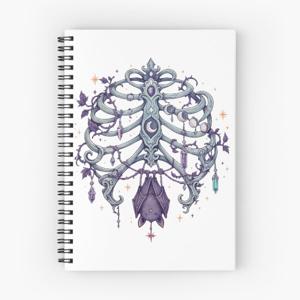 Item preview, Celestial Ribcage Bat Moon Crystals Gothic Witchy Art Design Print designed and sold by inkoutninja.