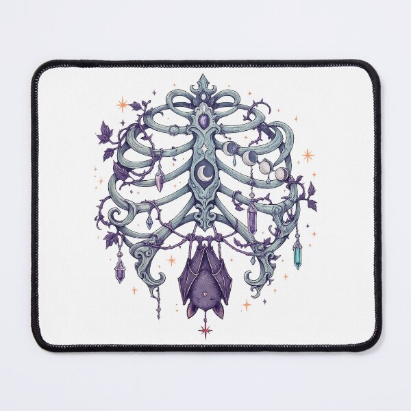 Item preview, Celestial Ribcage Bat Moon Crystals Gothic Witchy Art Design Print designed and sold by inkoutninja.