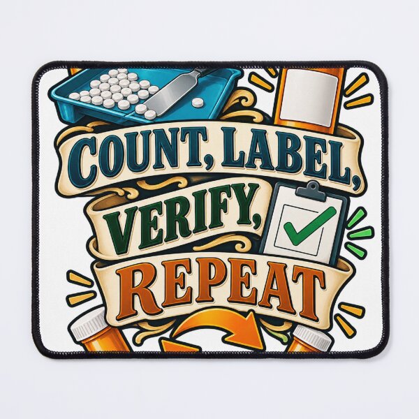 Item preview, Count Label Verify Repeat Pharmacy Technician designed and sold by supertae.
