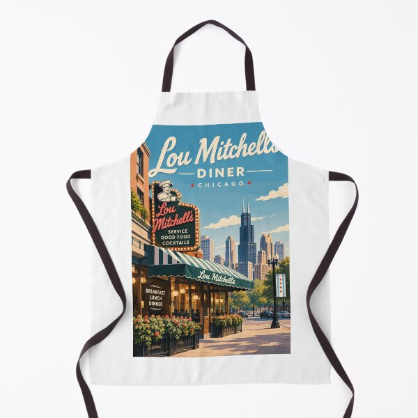 Item preview, Lou Mitchell's Chicago Streetscape with Willis Tower and Neon Sign designed and sold by Aryabek.