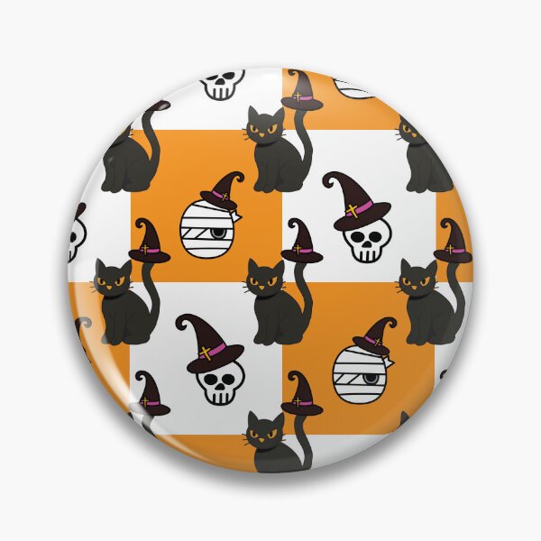 Item preview, Halloween seamless pattern with black cats and skulls on stripes designed and sold by PowerAntShop.