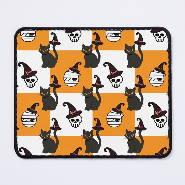 Item preview, Halloween seamless pattern with black cats and skulls on stripes designed and sold by PowerAntShop.