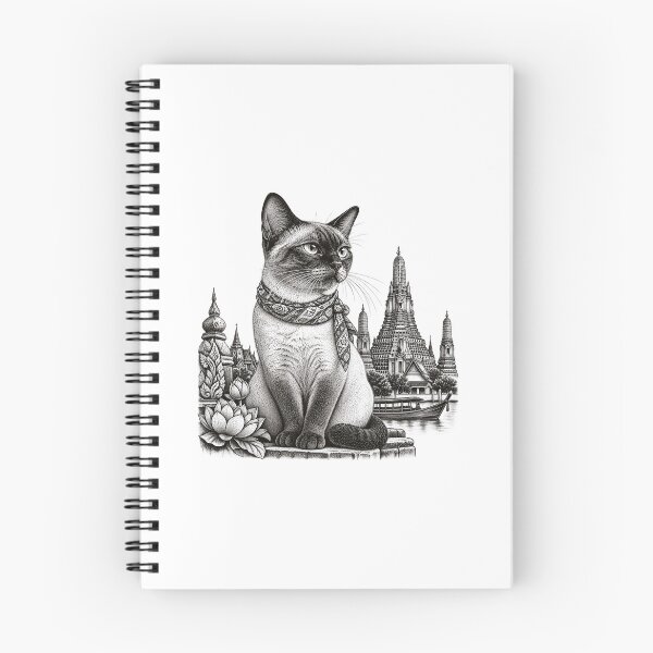 Item preview, Bangkok Temple Cat – Vintage Thai Siamese Cat Art designed and sold by mamhew2456.