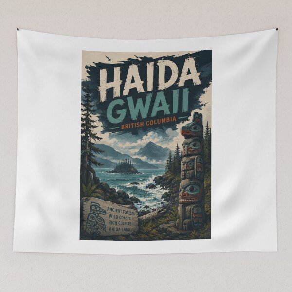 Item preview, Haida Gwaii British Columbia Pacific Coast with Haida Totem Pole designed and sold by Aryabek.