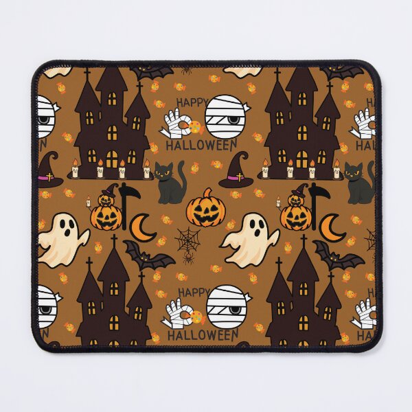Item preview, Happy Halloween seamless pattern with haunted castle ghost and pumpkin designed and sold by PowerAntShop.
