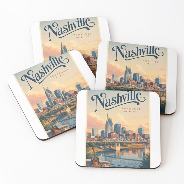 Item preview, Nashville Tennessee Skyline beside Cumberland River and Music City Landmarks designed and sold by Aryabek.