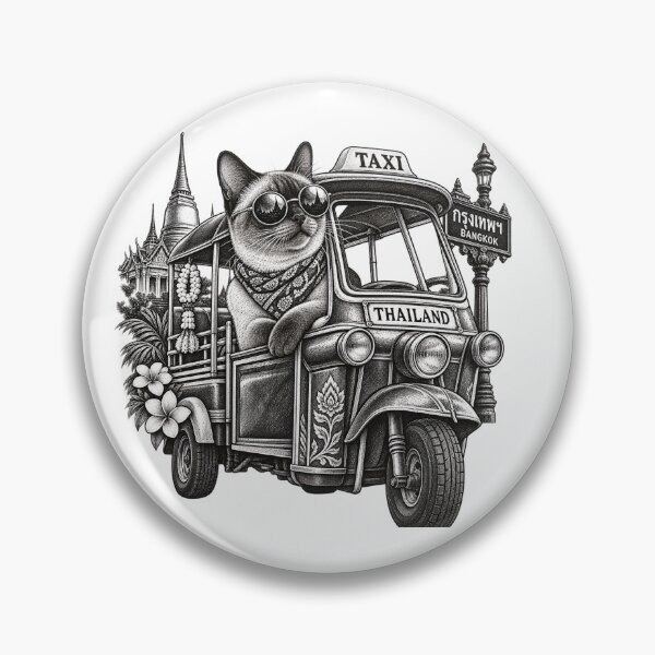 Item preview, Tuk Tuk Cat – Vintage Bangkok Thailand Cat Art designed and sold by mamhew2456.