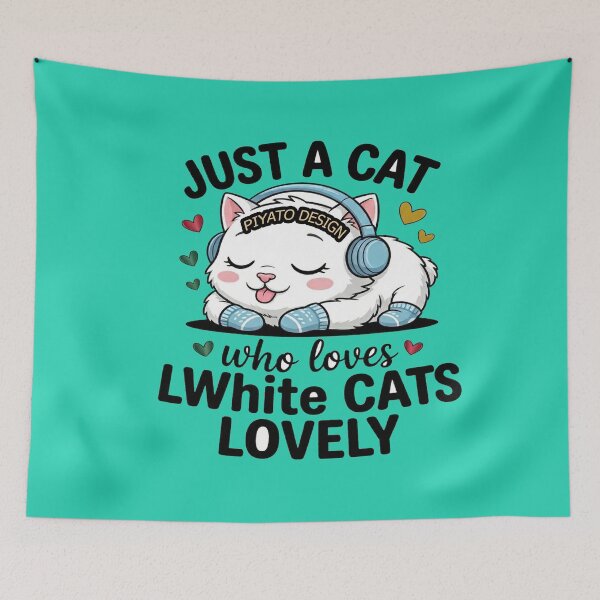 Item preview, JUST A CAT who loves White Cats | Cute Aesthetic Sleeping Cat Graphic. designed and sold by PIYATO941DESIGN.
