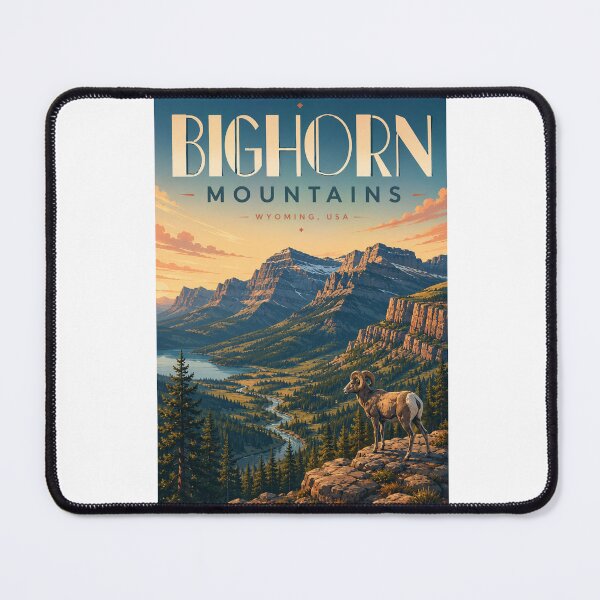 Item preview, Bighorn Mountains Wyoming Alpine Valley and Rocky Mountain Bighorn Sheep designed and sold by Aryabek.