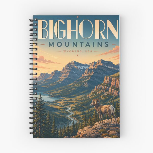 Item preview, Bighorn Mountains Wyoming Alpine Valley and Rocky Mountain Bighorn Sheep designed and sold by Aryabek.