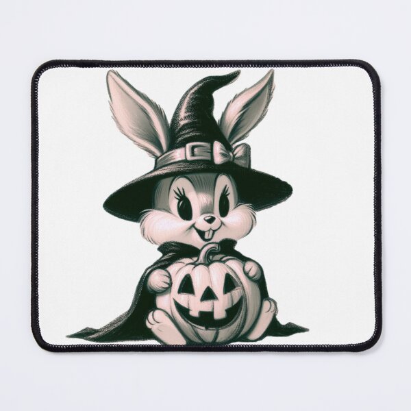 Item preview, Autumn Fall Kitsch Witch Bunny Rabbit Retro Halloween designed and sold by knickeryknackry.