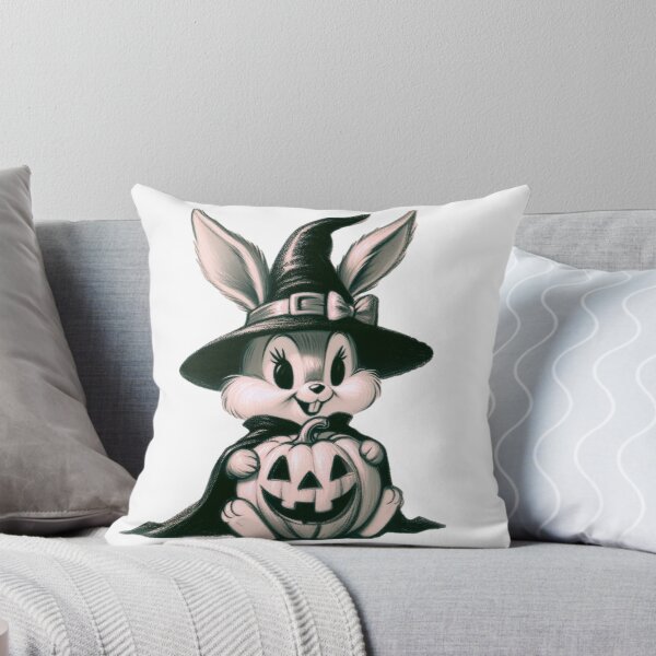 Item preview, Autumn Fall Kitsch Witch Bunny Rabbit Retro Halloween designed and sold by knickeryknackry.