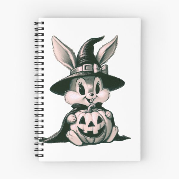 Item preview, Autumn Fall Kitsch Witch Bunny Rabbit Retro Halloween designed and sold by knickeryknackry.