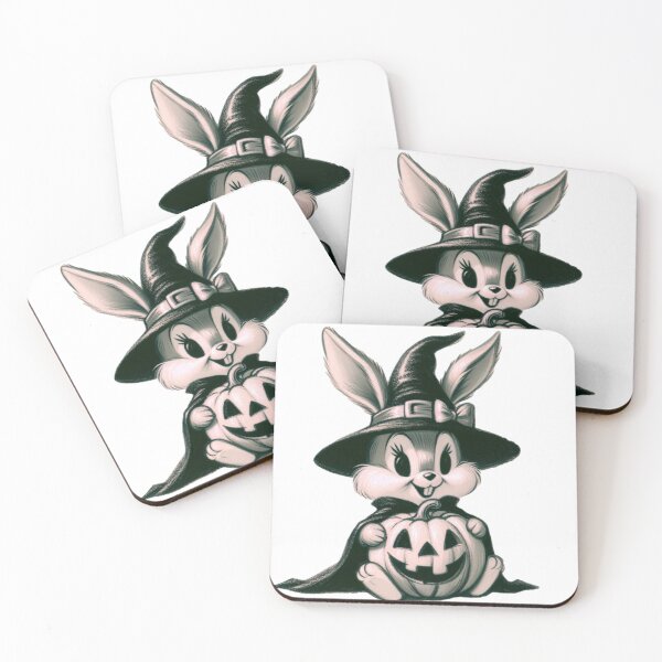 Item preview, Autumn Fall Kitsch Witch Bunny Rabbit Retro Halloween designed and sold by knickeryknackry.