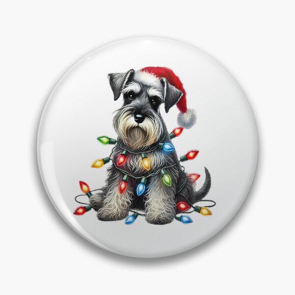Item preview, Christmas Miniature Schnauzer With Santa Hat Lights designed and sold by vintagevibetee.