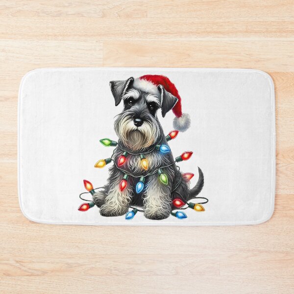 Item preview, Christmas Miniature Schnauzer With Santa Hat Lights designed and sold by vintagevibetee.