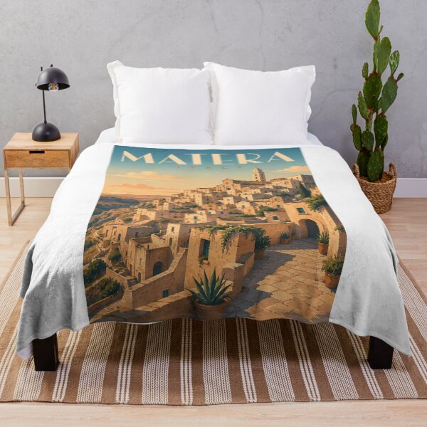 Item preview, Matera Italy Sassi Stone Cityscape and Basilicata Hills at Sunset designed and sold by Aryabek.
