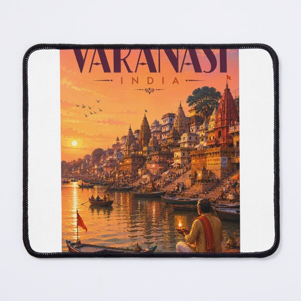 Item preview, Varanasi India Ganges Ghats Ganga Aarti at Sunset designed and sold by StampMyPassport.