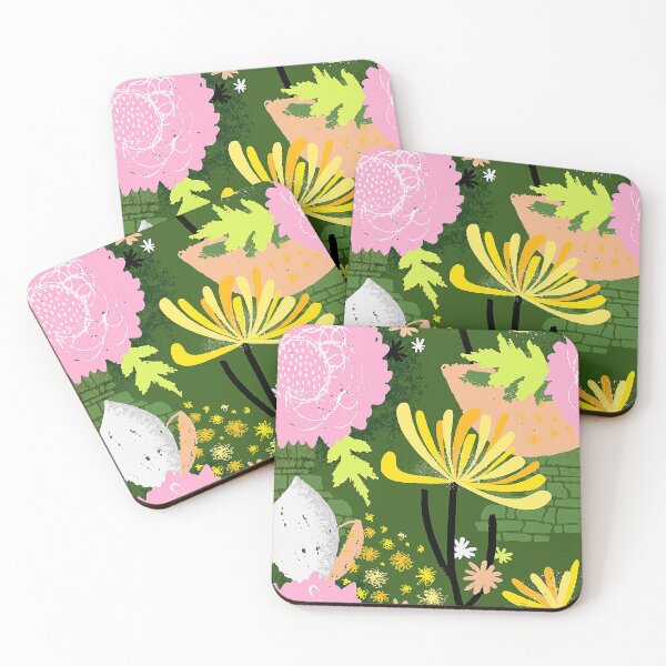 Item preview, Pink, Green And Yellow Abstract Floral And Leaves designed and sold by DEC02.