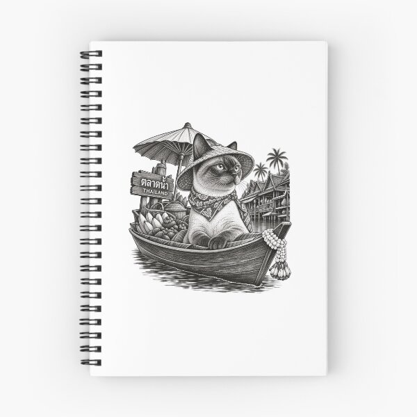 Item preview, Floating Market Cat – Vintage Thailand Siamese Cat Art designed and sold by mamhew2456.