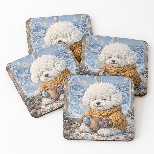 Item preview, Cozy Winter Scene with Fluffy Bichon Frise designed and sold by Wags & Tails.