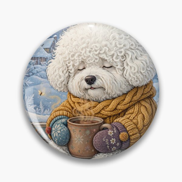 Item preview, Cozy Winter Scene with Fluffy Bichon Frise designed and sold by Wags & Tails.