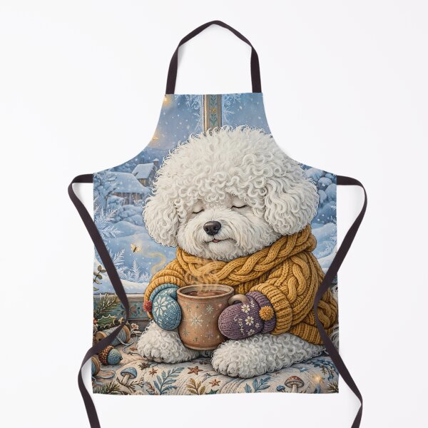 Item preview, Cozy Winter Scene with Fluffy Bichon Frise designed and sold by Wags & Tails.